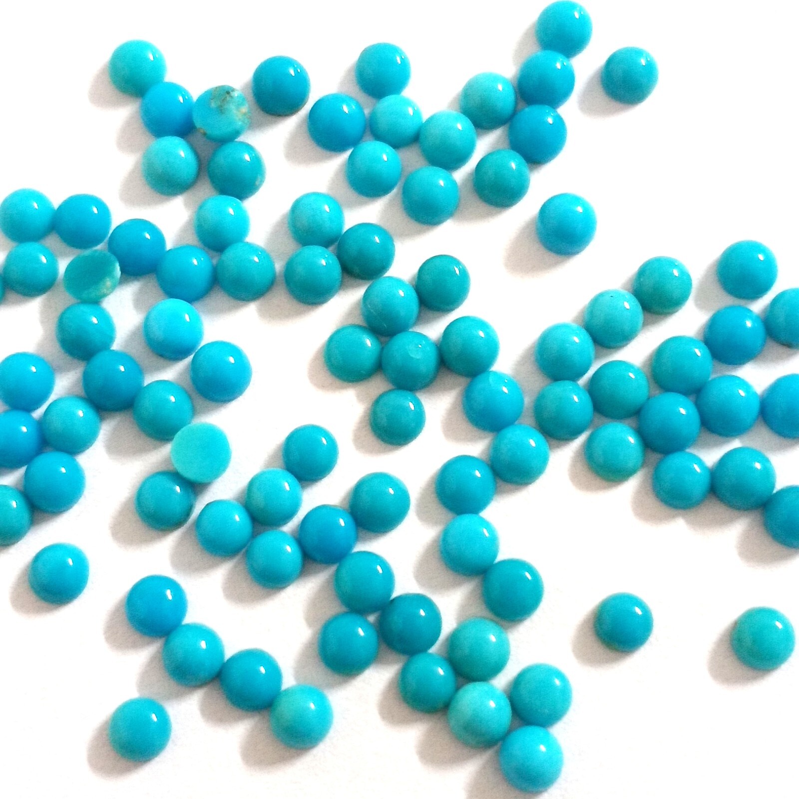 Natural Turquoise Round Cabochon Calibrated Size 2mm To 4mm Flat Back Gemstone