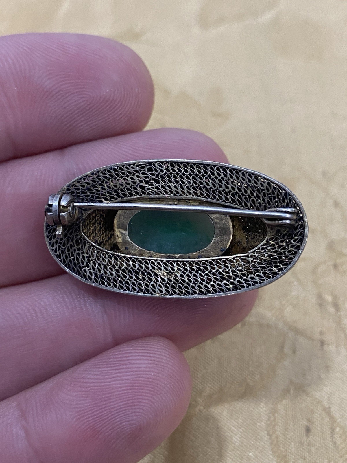 Vintage Sterling Silver 925 Tested Estate Acquired Chinese Export Brooch Pin