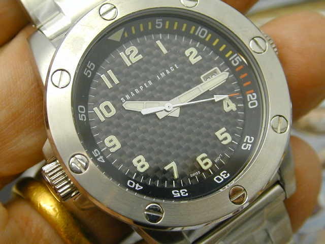 SHARPER IMAGE SCUBA STEEL MANS WRIST WATCH BRAND NEW IN BOX WITH PAPERS