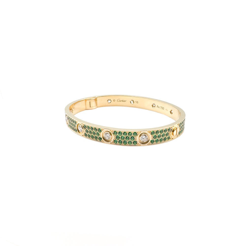 Cartier Love Bracelet 18K Yellow Gold Diamond and Tsavorite