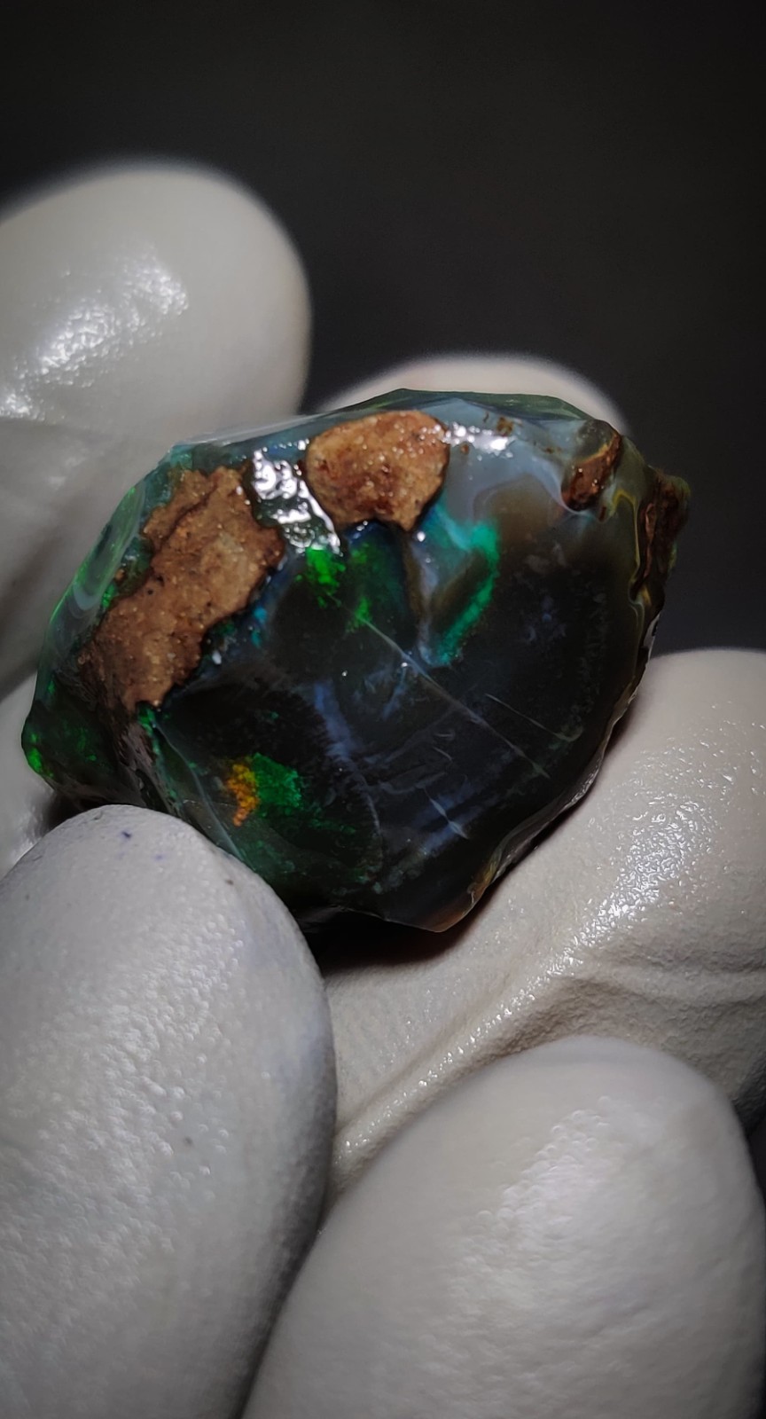 40 ct natural black ethiopian opal rough welo fire strong play of Color gemstone