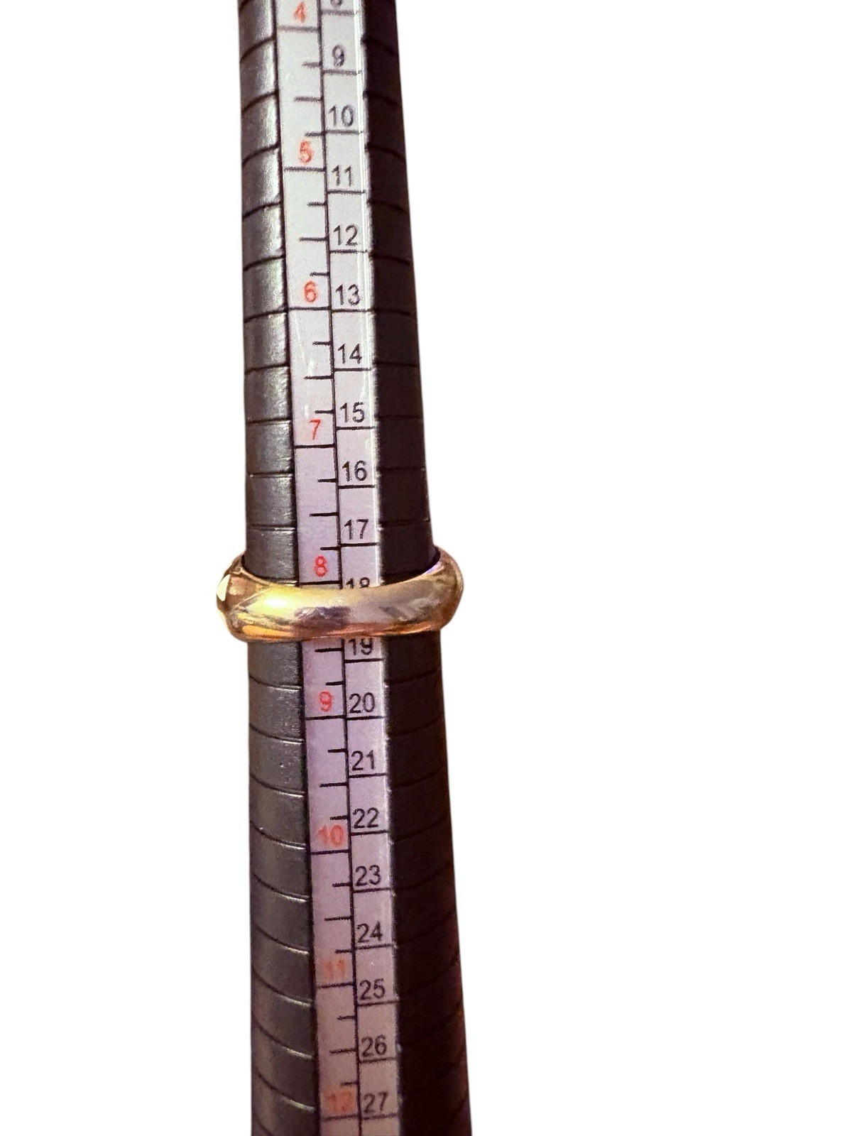 Gold Tone White Enamel Inlay Geometric X Pattern Band Ring Size 8