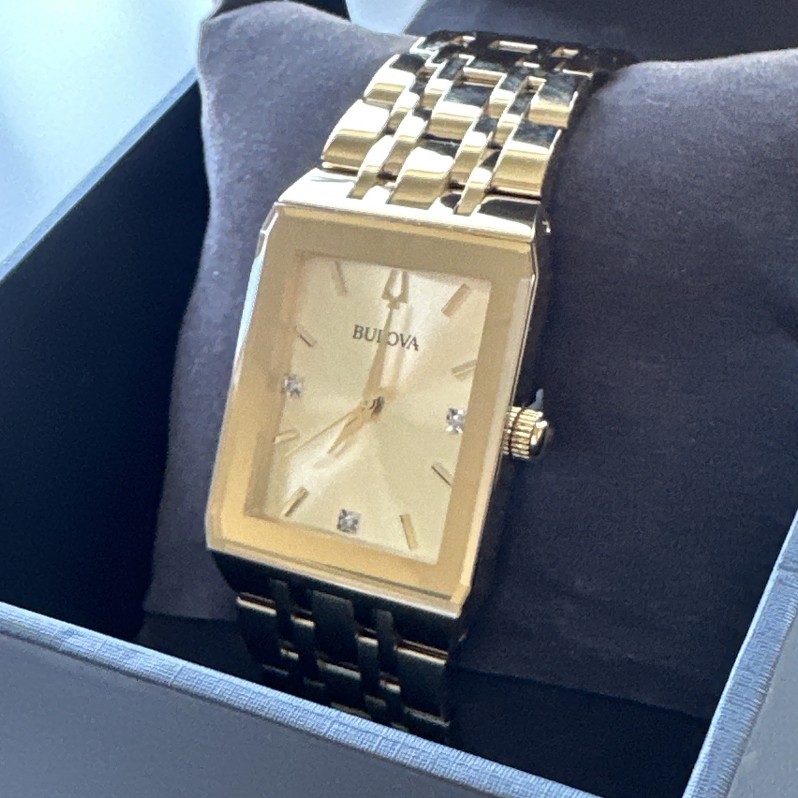 Bulova Quadra Quartz Diamond Champagne Dial Men’s Watch 97D120