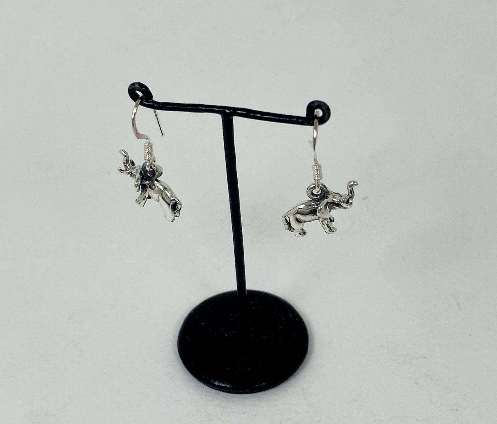 Minimalist Elephant Drop Earrings 925 Sterling Silver, Handmade Safari Jewelry