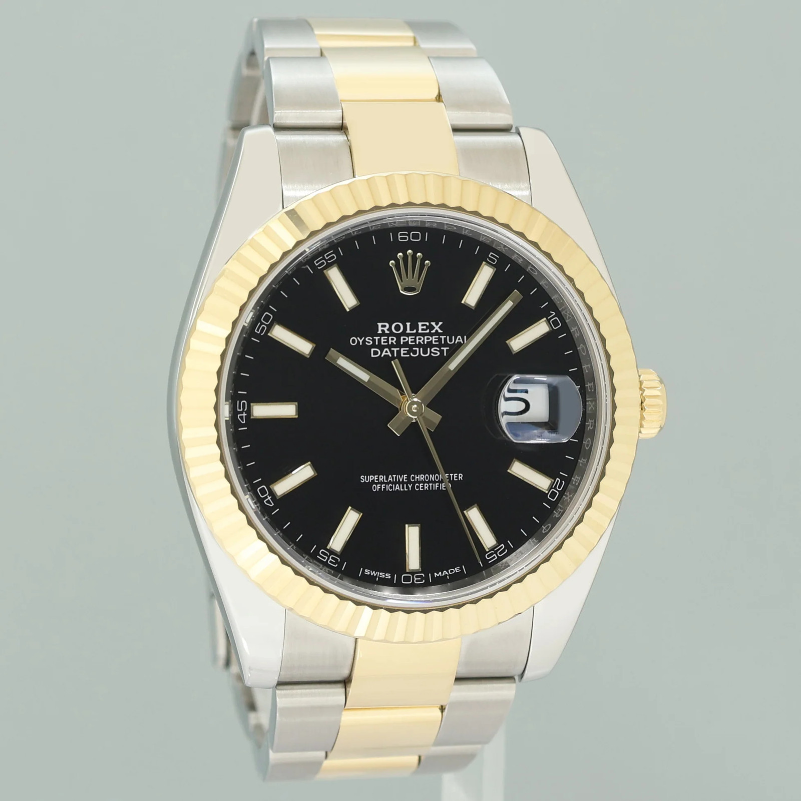 MINT Rolex 126333 DateJust Black Stick 41 Two Tone Yellow Gold 41mm Watch Box