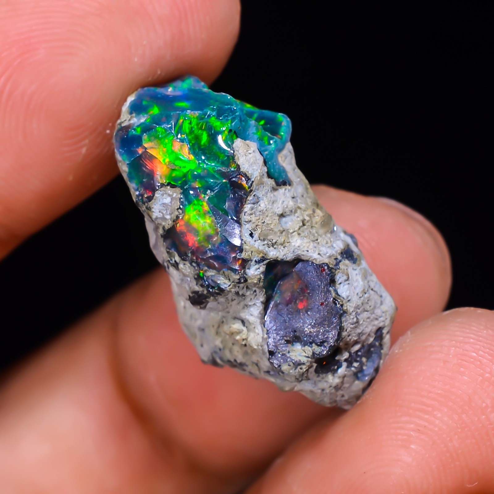 11 ct Natural Black Opal Rough Ethiopian, Fire Opal Gemstone, 23x12MM Welo Opal
