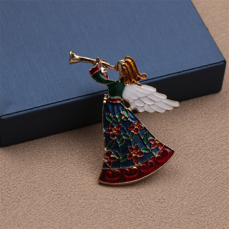 Elegant Enamel Angel Brooch Pin, Fashion Accessory for Clothing, Bags, and Hats
