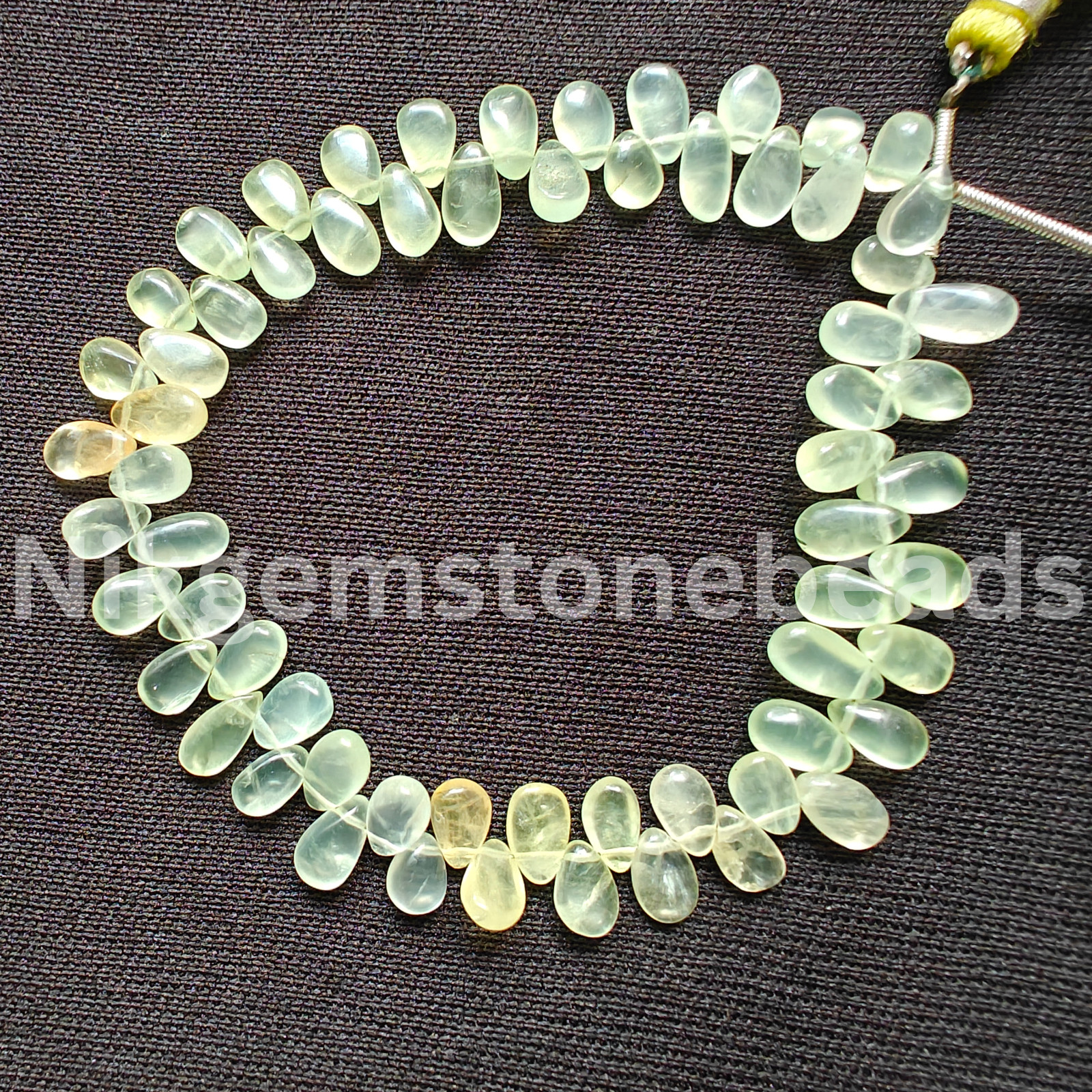 Natural Multi Prehnite Gemstone, Smooth & Plain Pear Cut Beads, 6.25-9.00 MM.