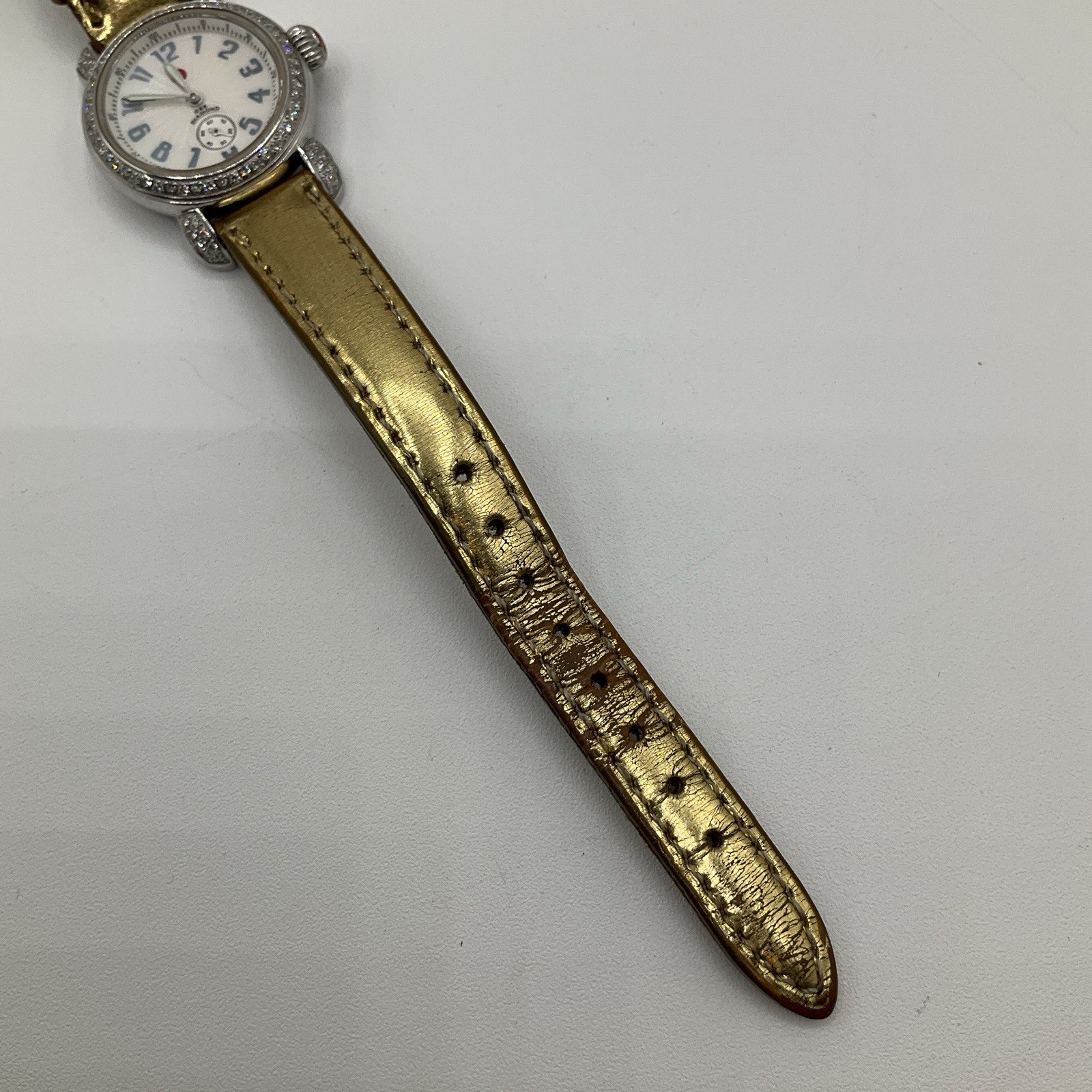 Michele CSX Diamond Bezel Wrist Watch 71-2600 With 3 Extra Bands Gold Pink White