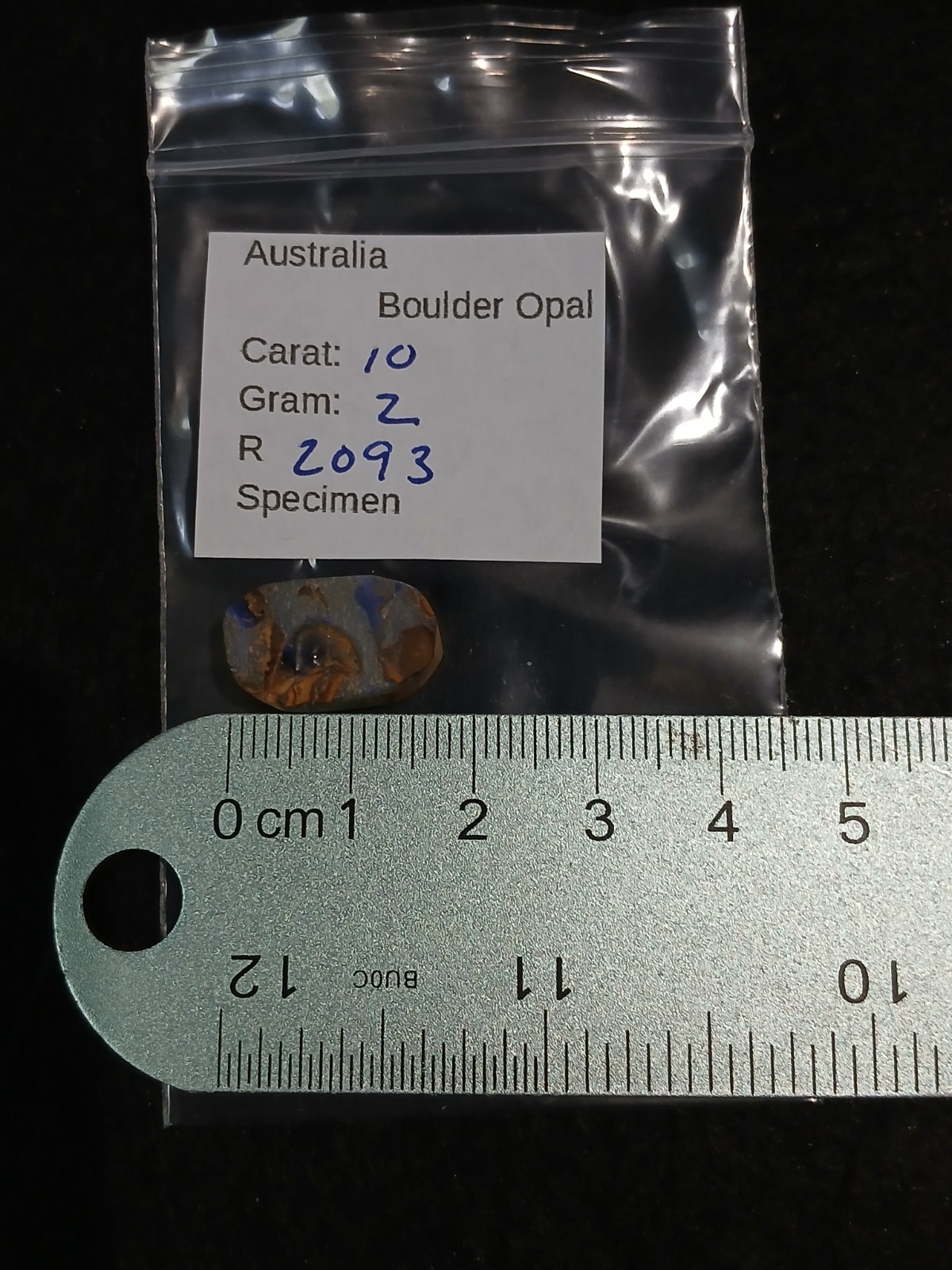 Australia Boulder Opal Unknown Field R2093 Specimen 10 Carat Blue Multi Sided