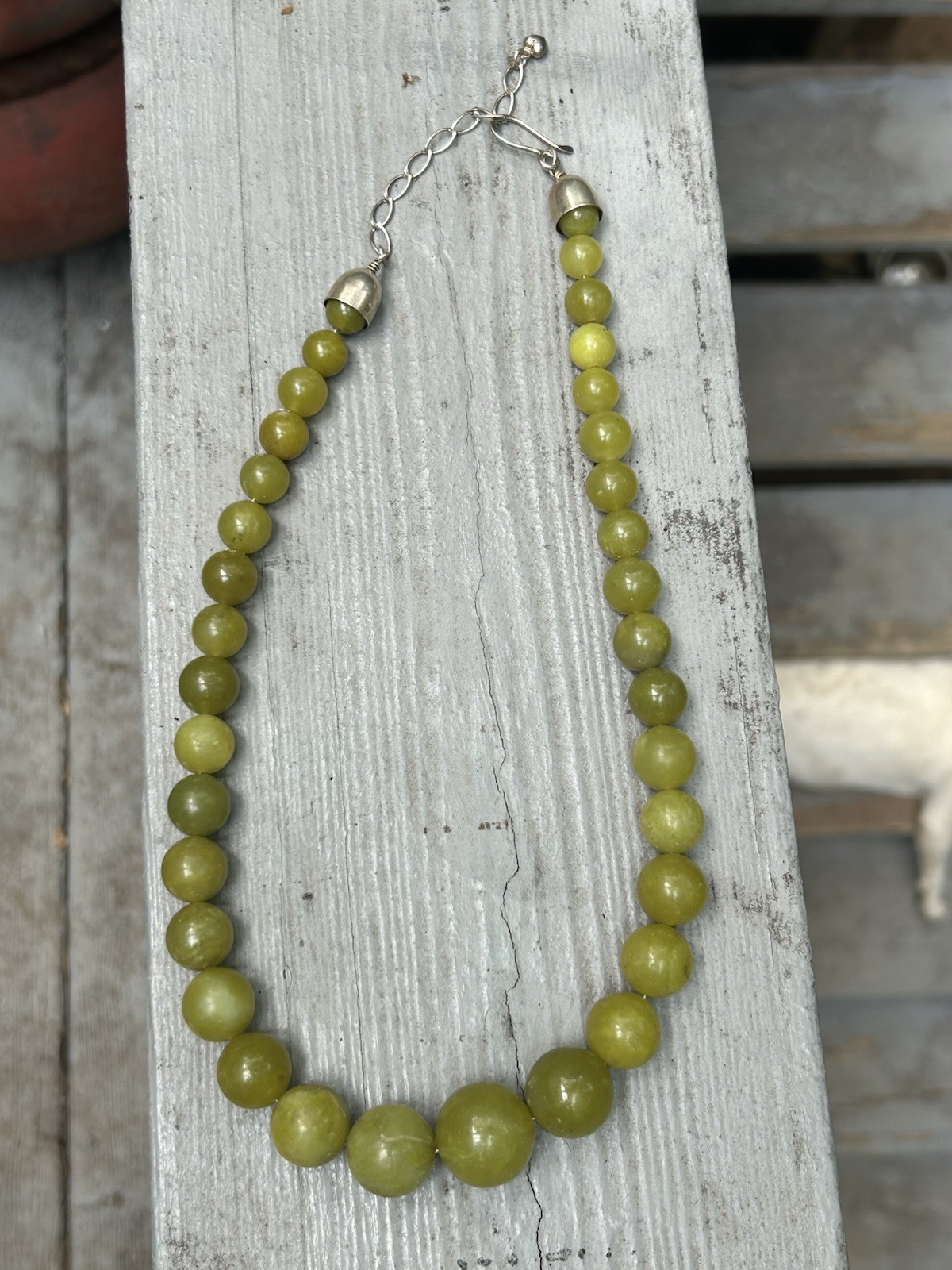 Jay King Mine Finds Chinese Olive green jade necklace vintage 925