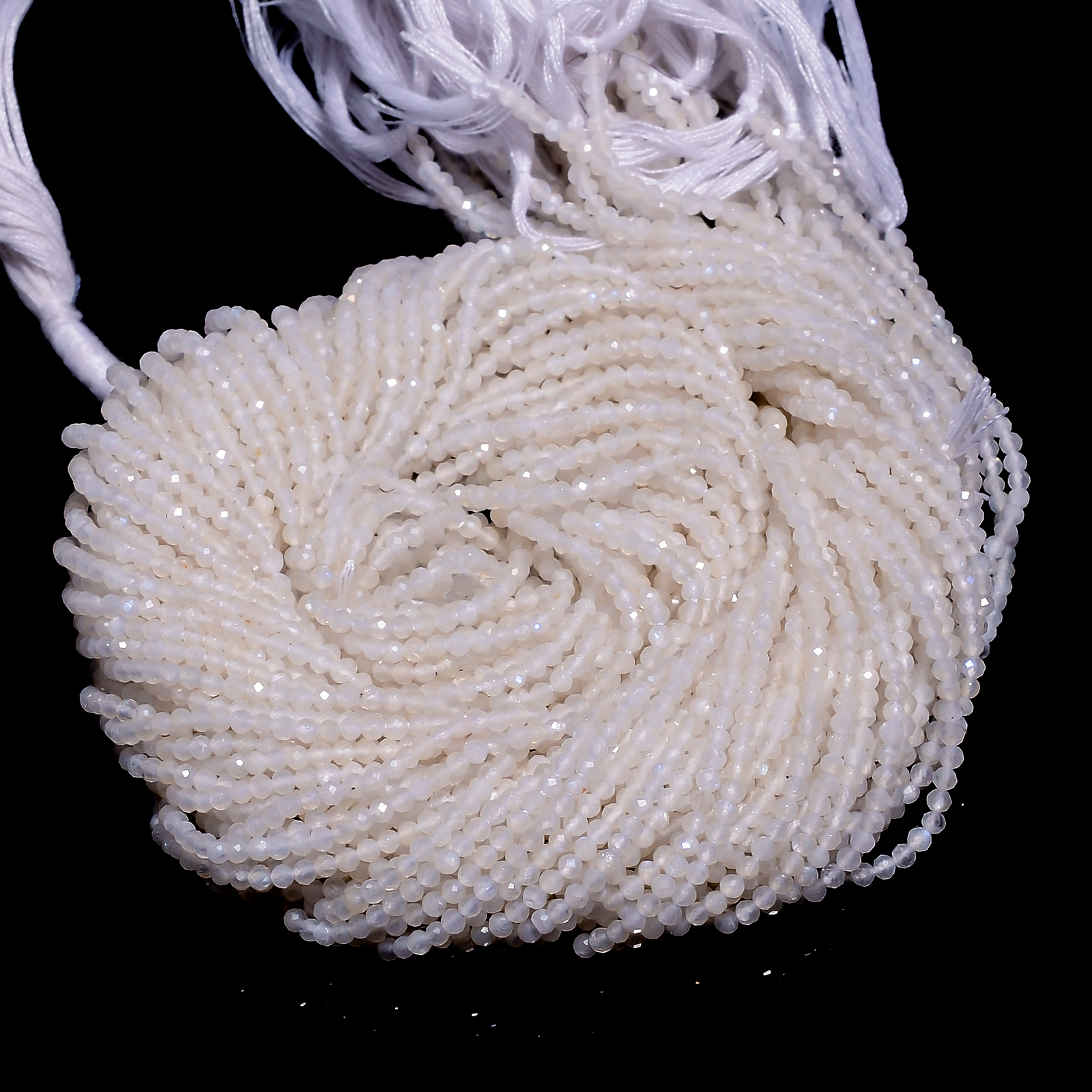 Natural White Opal Gemstone Round Israel Cut Beads 2X2 mm Strand 13″ EB-204