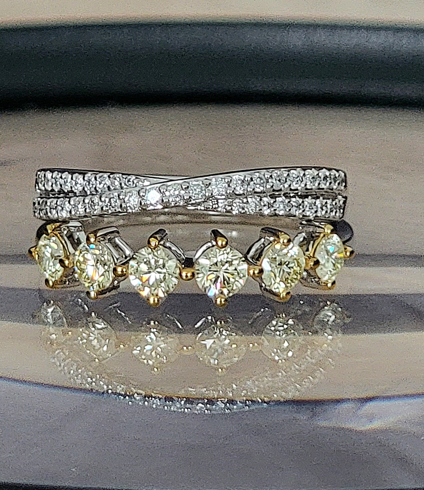 Natural Untreated 0.78ctw Light Yellow Diamond Band Ring 10K White Gold Sz 8 NEW
