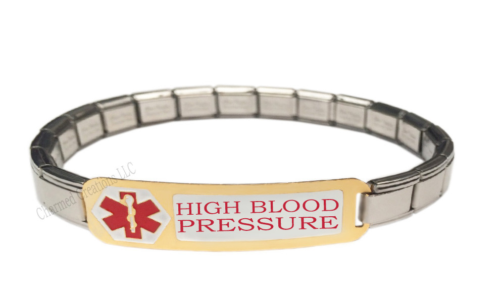 High Blood Pressure 9mm Italian Charm Medical Alert Shiny Starter Bracelet