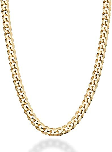 5.5MM Solid 925 Sterling Silver Italian Gold Curb Cuban Chain Necklace 18″- 24″