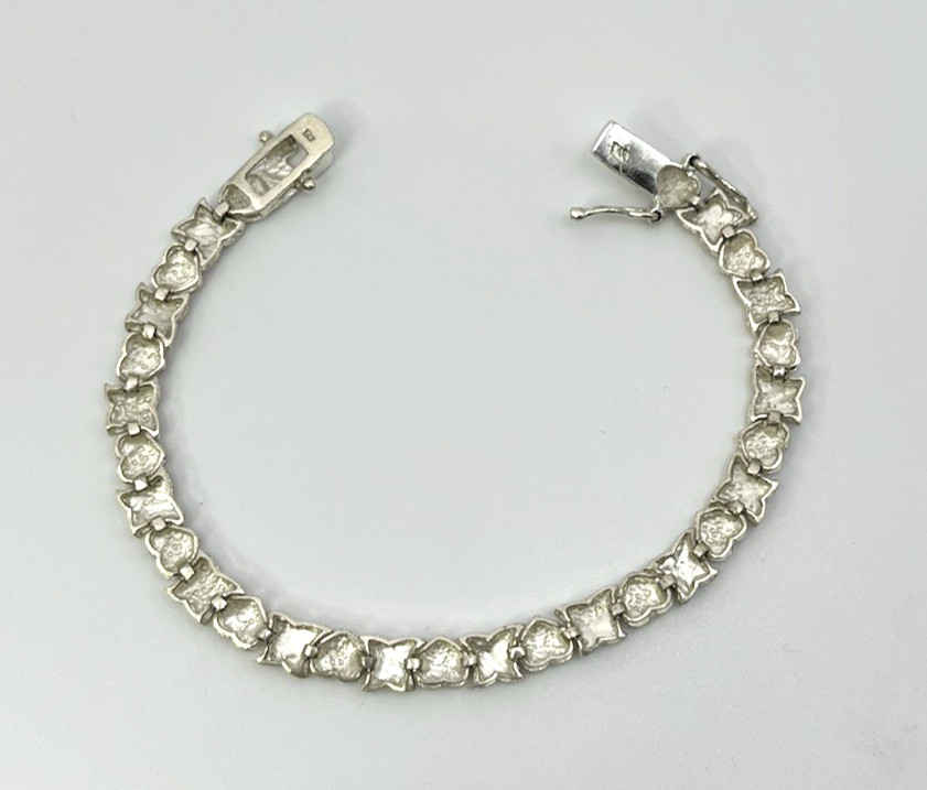 X’s & O’s HEARTS Solid Sterling Silver 925 Panel 7 ” BRACELET 7.5 ” Hugs Kisses