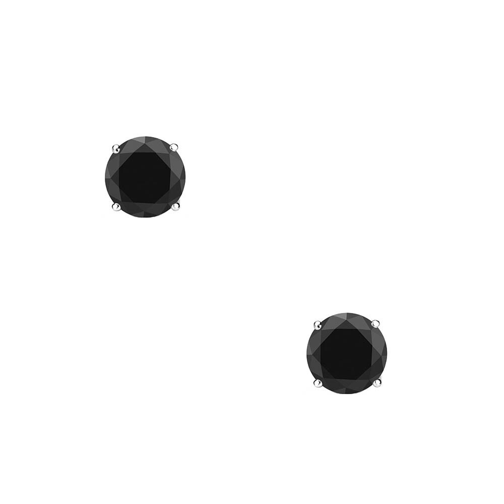 2 Ct Round Cut Black Earrings Studs Solid Real 950 Platinum Screw Back Basket
