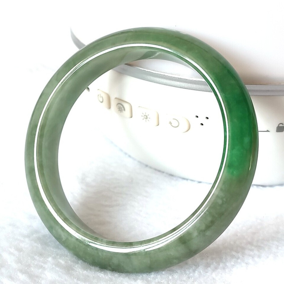 Certified Grade A Green 57mm Natural Burma Jade jadeite Bangle Bracelet-