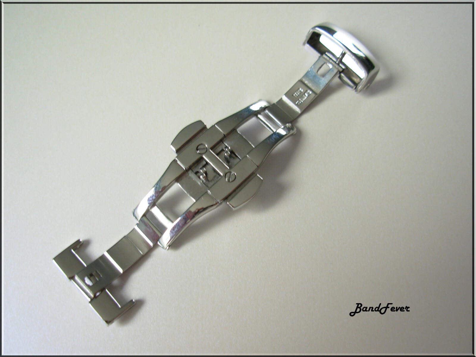 SQR 18mm POLISHED Stainless Steel Butterfly Deployment Clasp Buckle Push Button
