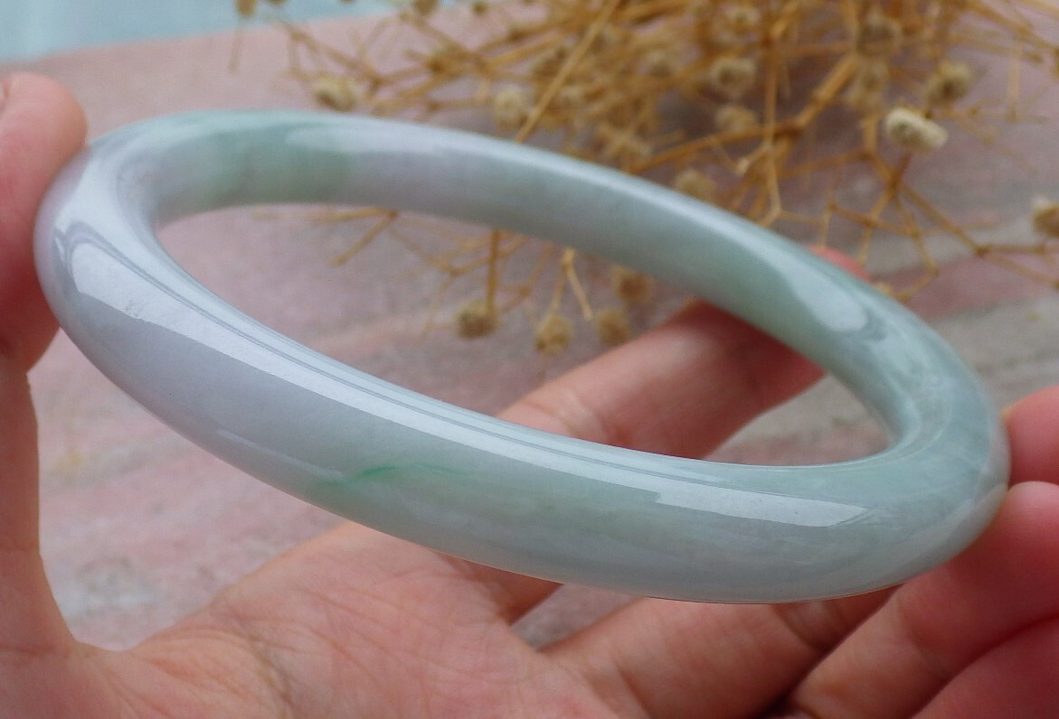 Video Certified Green 100% A JADE Jadeite Circle Bangle Bracelet 69mm 684861 AS