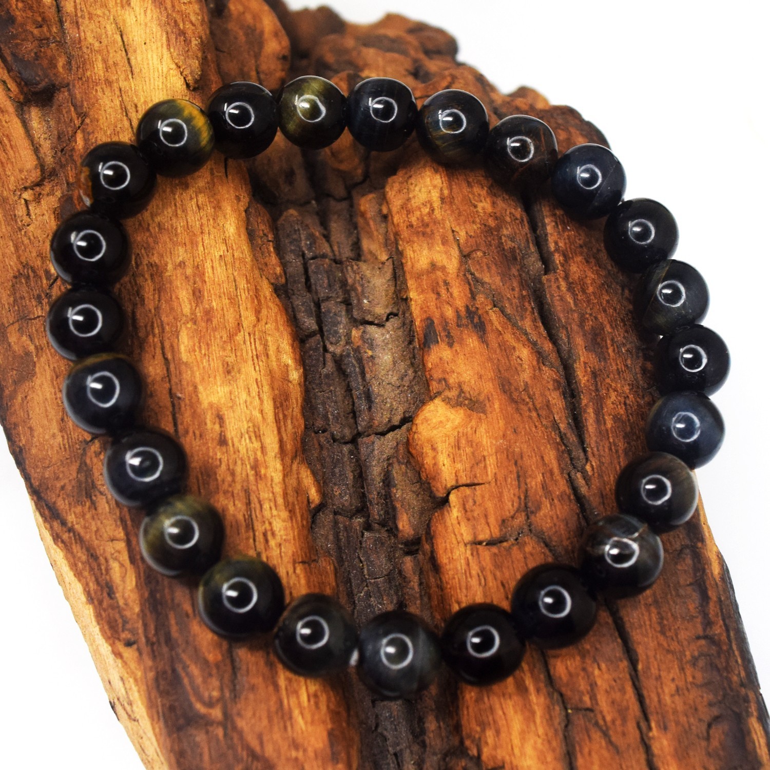 100.00 Cts Wonderful Blue Power Tiger Eye Stretchable Bracelet Beaded RK 33 AZ20