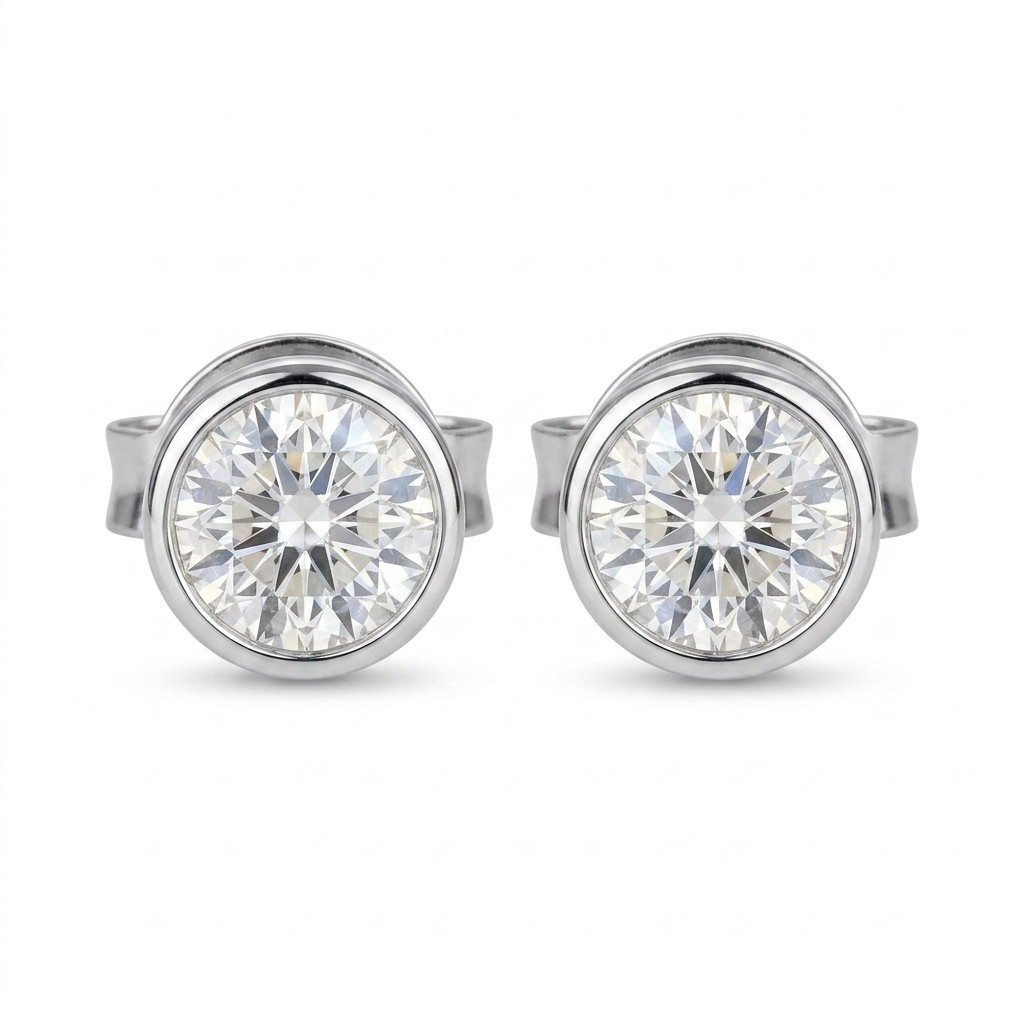 Lab Grown Diamond Stud Earrings Round E Color 925/14K Gold 0.50 / 1.00 CARAT
