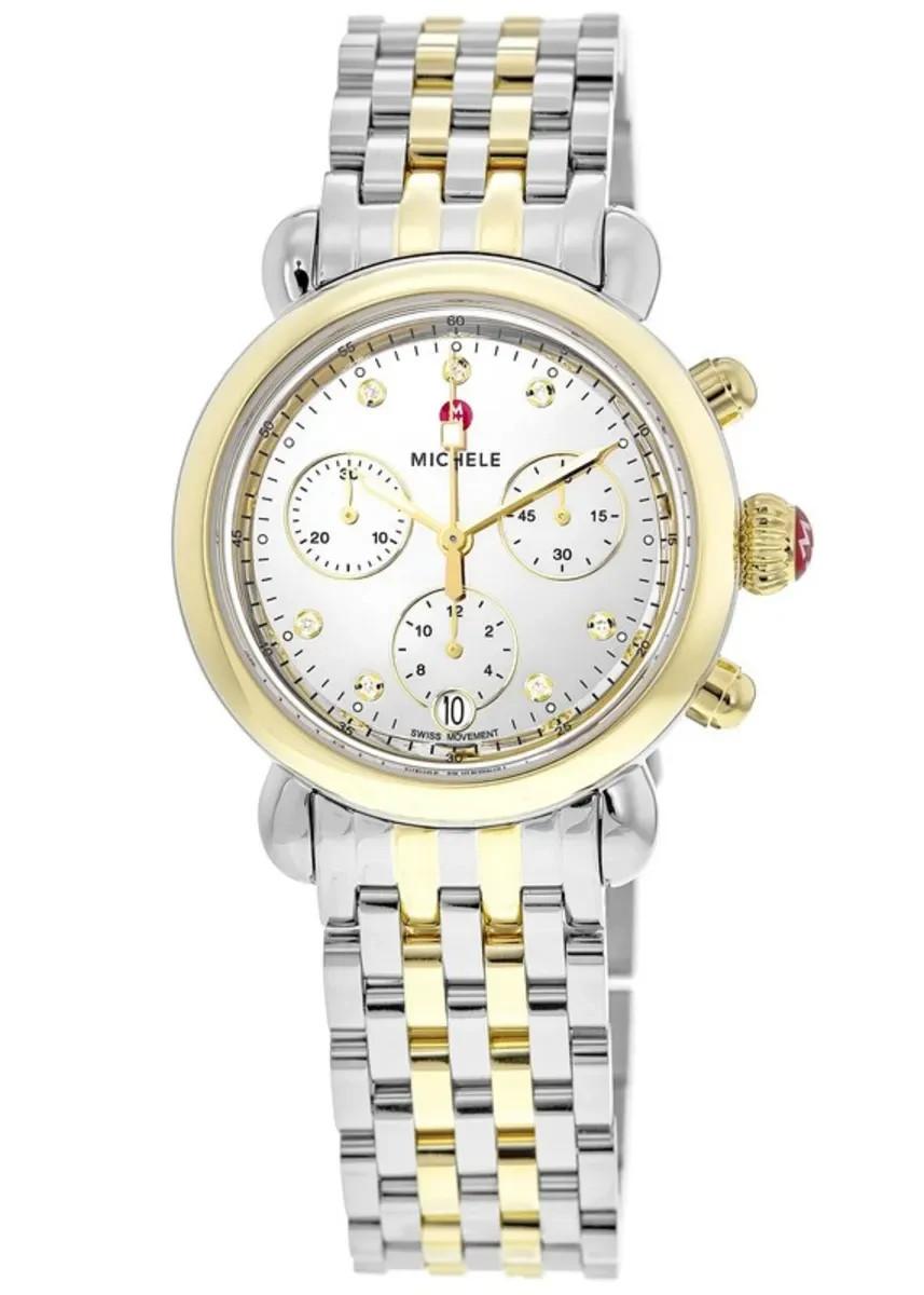 NEW Michele Mirror Two Tone Gold Silver Diamond CSX 36 Watch MWW03C000519