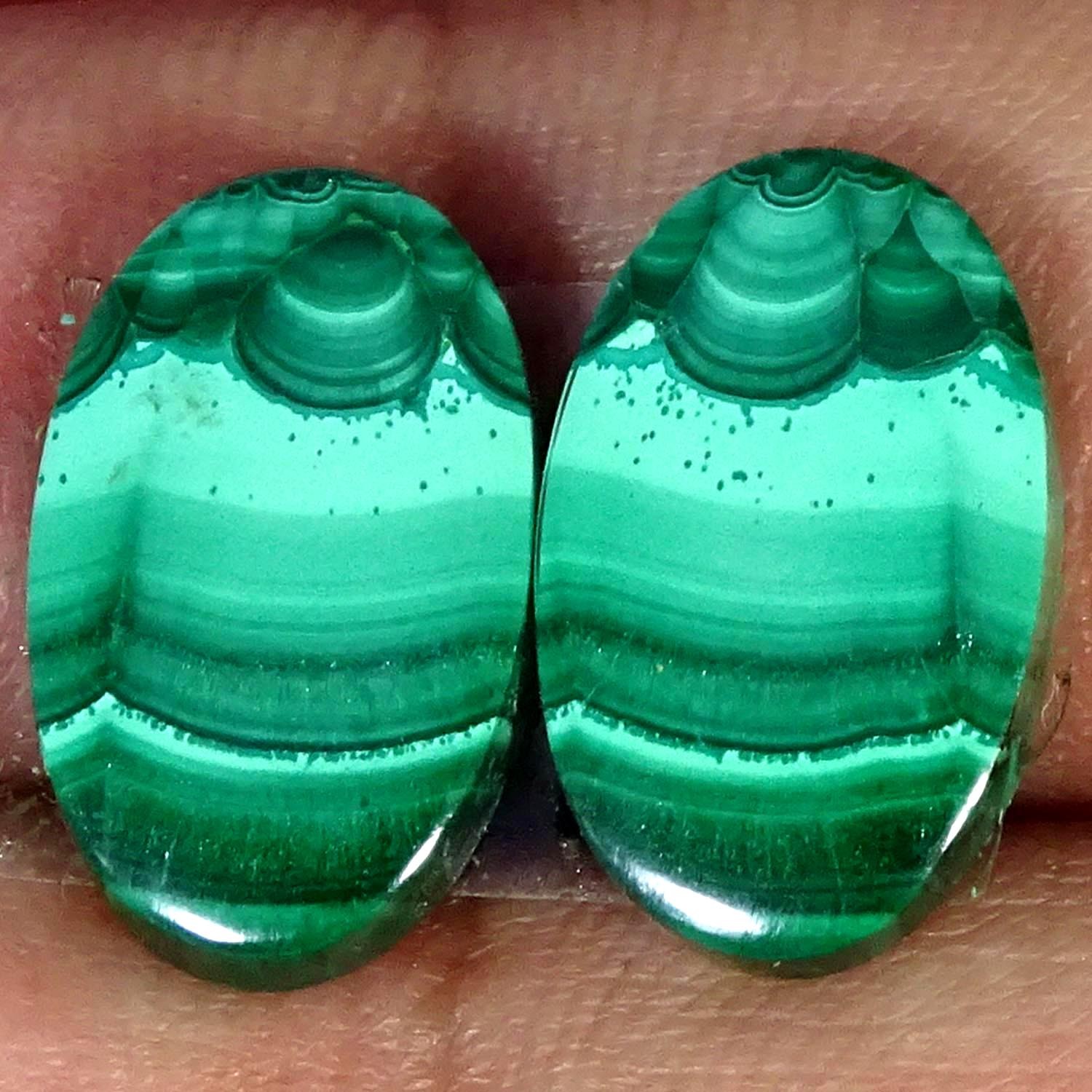 13.20Cts. Natural Best Malachite Pair Oval Cabochon Gemstone 10X16X3MM