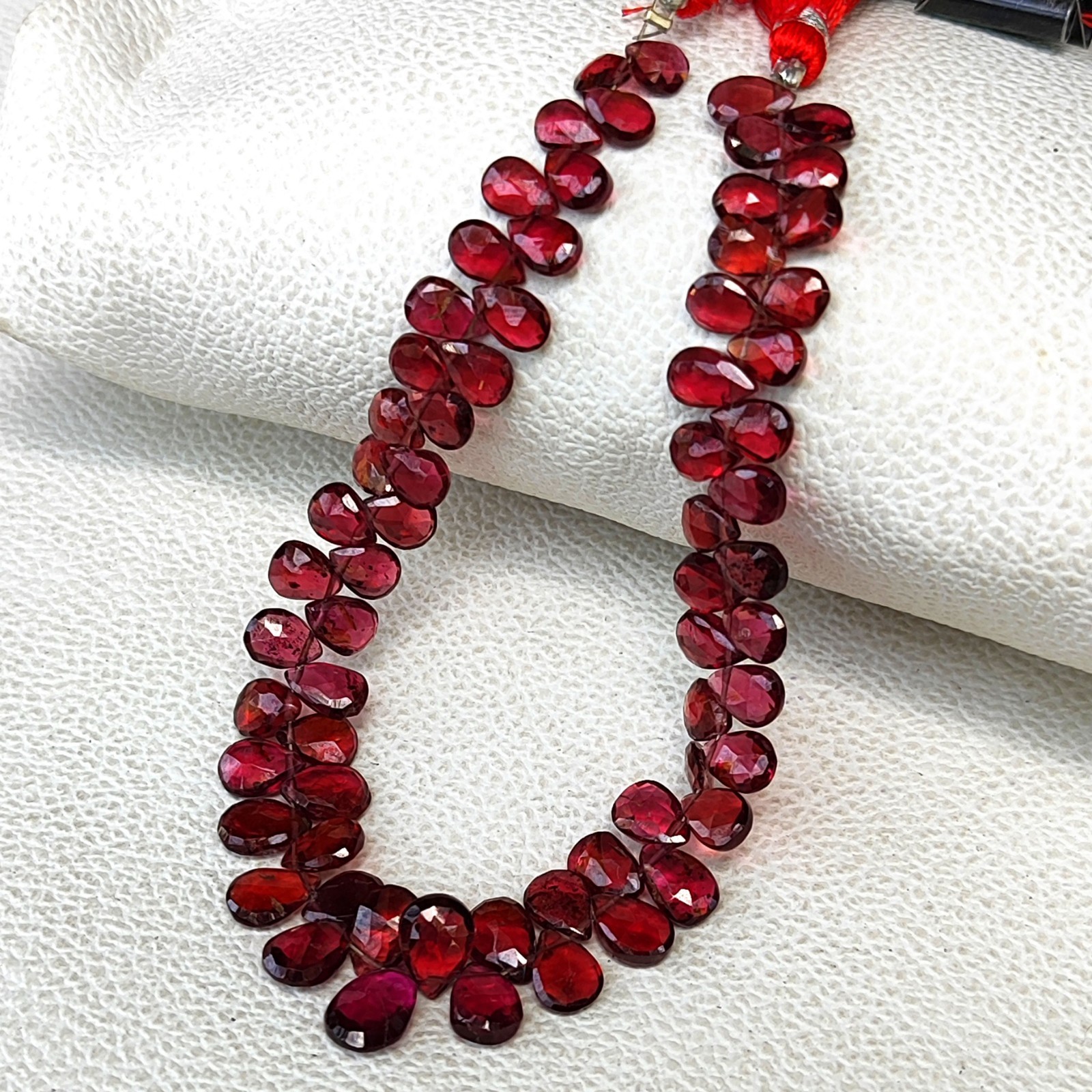 Mozambique Garnet Faceted Pear Gems Briolette Beads 7×5-8×6 mm Size 8″ Strand