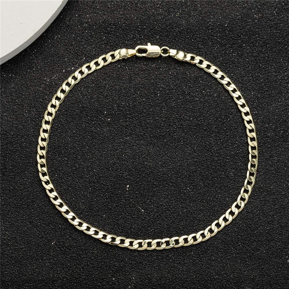 Durable 14K Gold Cuban Link Ankle Bracelet – Perfect Gift for Any Occasion