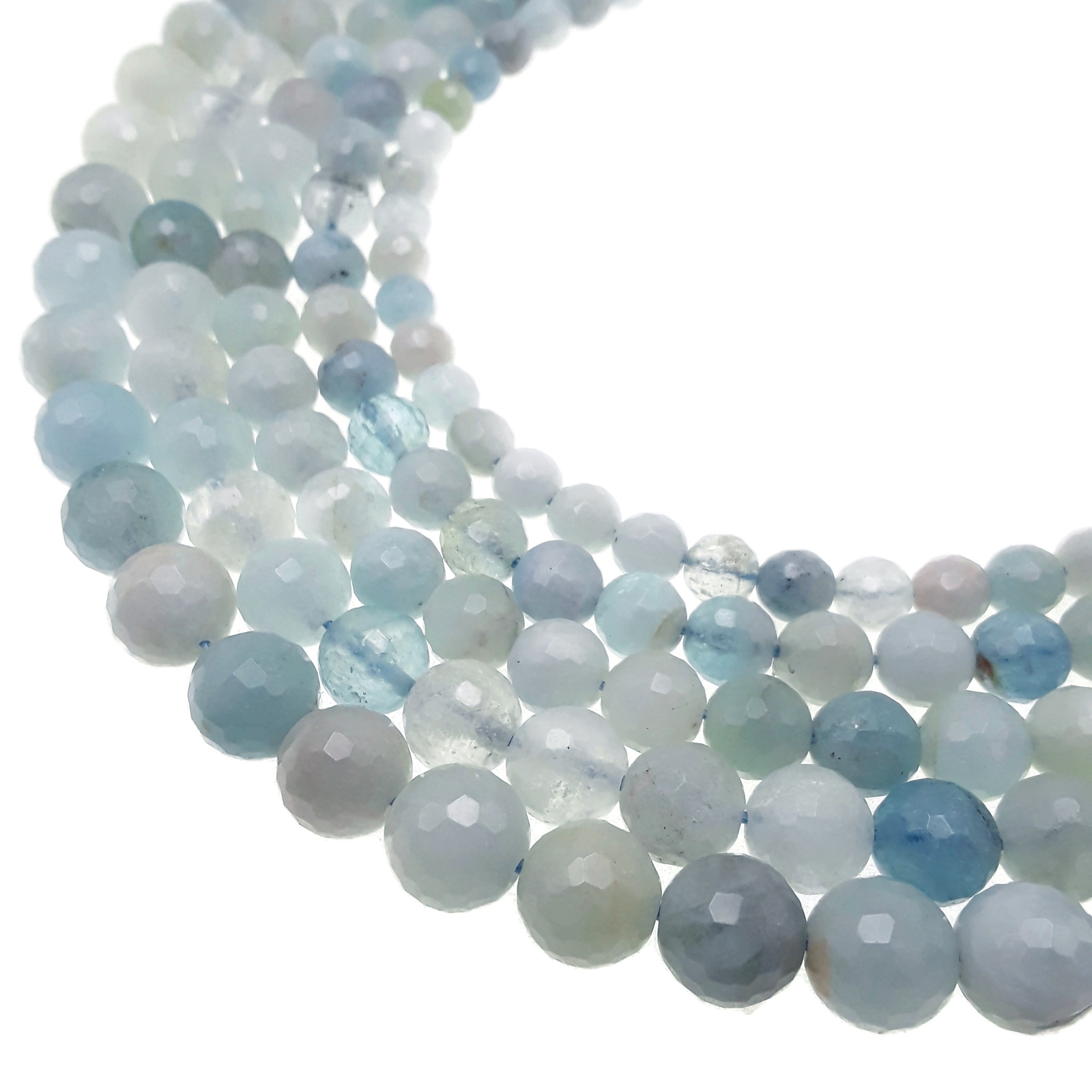 Multi Blue Aquamarine Faceted Round Beads 6mm 7mm 8mm 8.5mm 10mm 15.5″ Strand