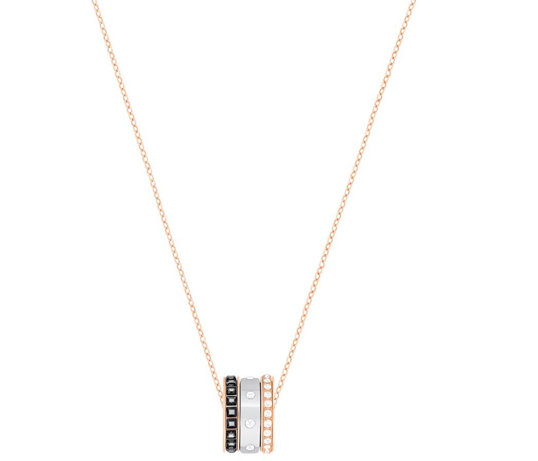 SWAROVSKI 5353666 BLACK SILVER GOLD TONE HINT WOMENS PENDANT NECKLACE