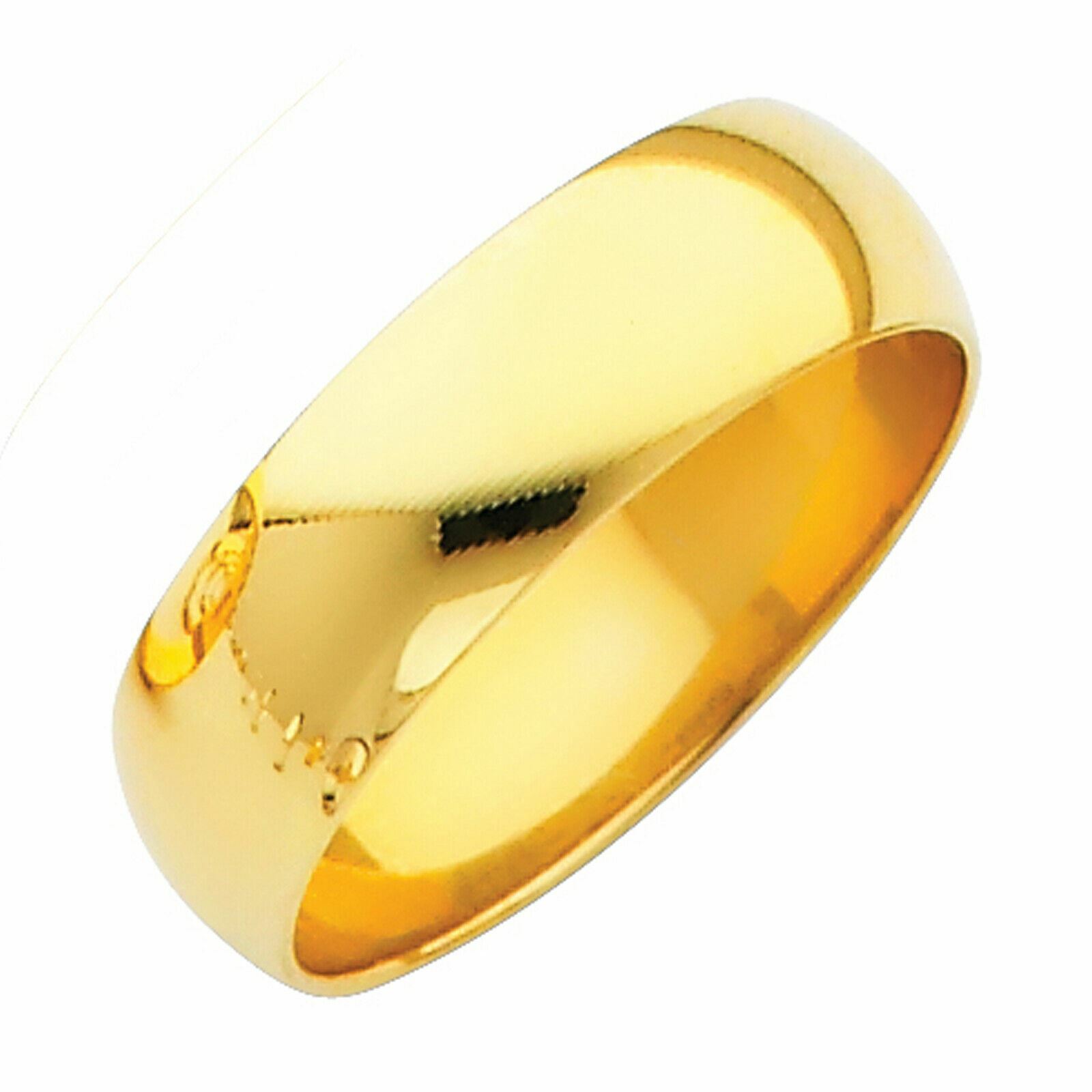 Solid 14K Yellow Gold 2mm 3mm 4mm 5mm 6mm Comfort Fit MenWomen Wedding Band Ring