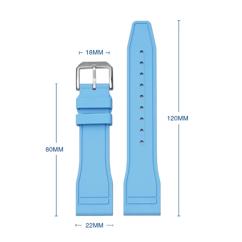 20 21 22mm FKM Fluoro Rubber Band Strap Fits IWC Big Pilot Portofino TOP GUN