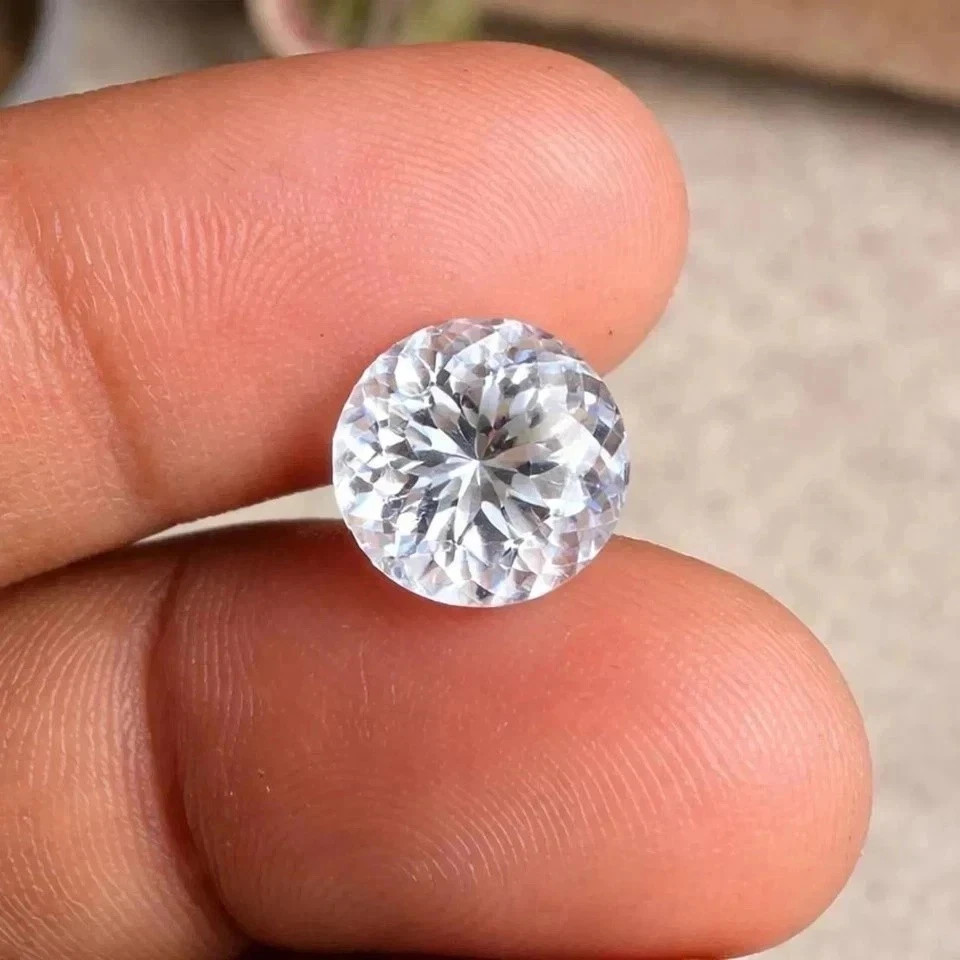 9.99 CT Natural Ceylon White Sapphire Certified Flawless Round Cut Gemstone