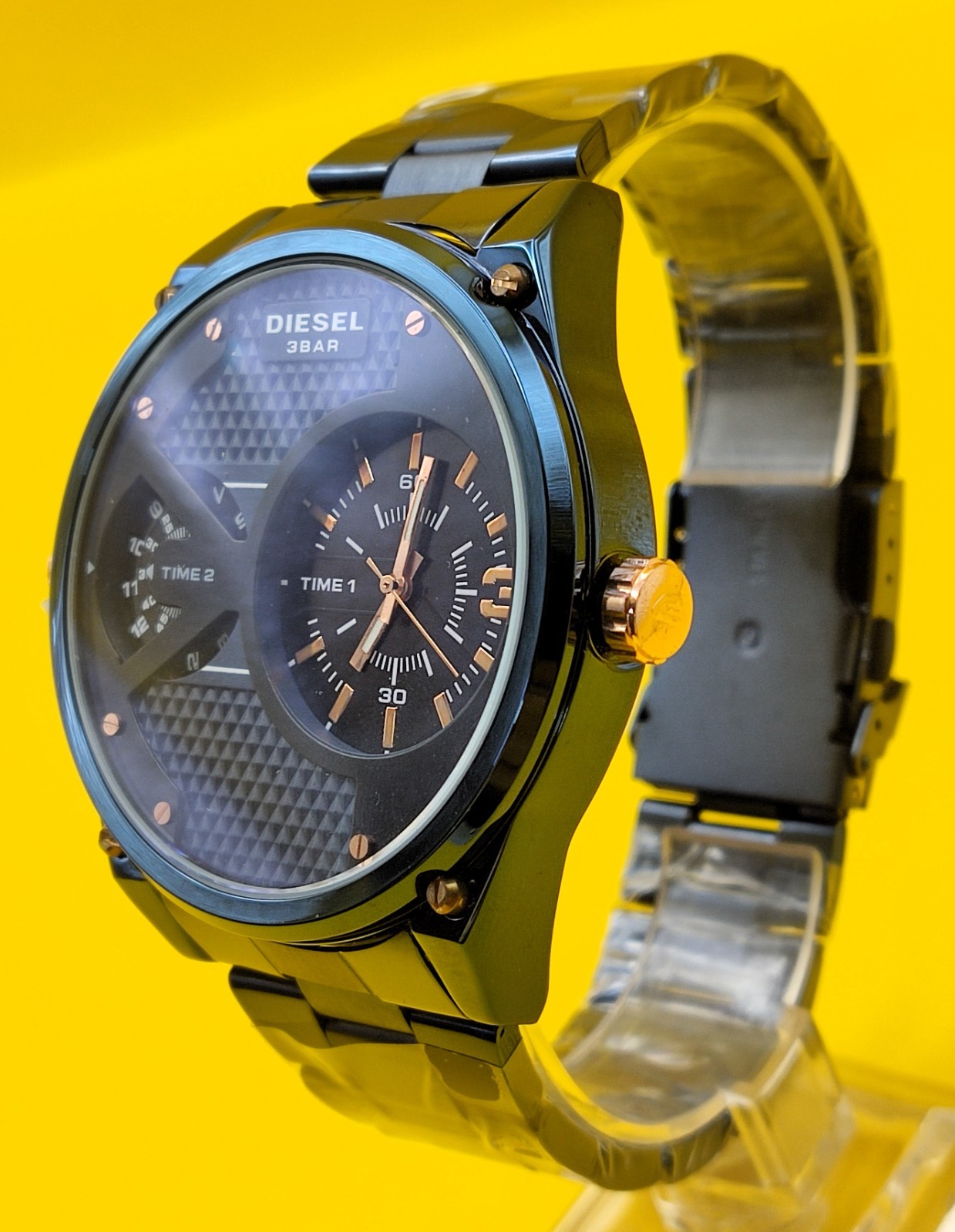 #Refurbished Diesel Only The Brave 3 Bar Dual Time Analog Men’s Wrist Watch