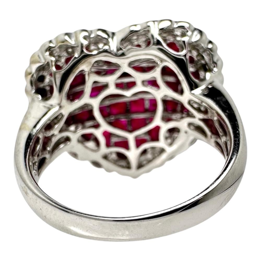 US 6.6 heart Ruby (Mystery Setting) 4.90ct diamond Total 0.40ct Ring K18WG w…