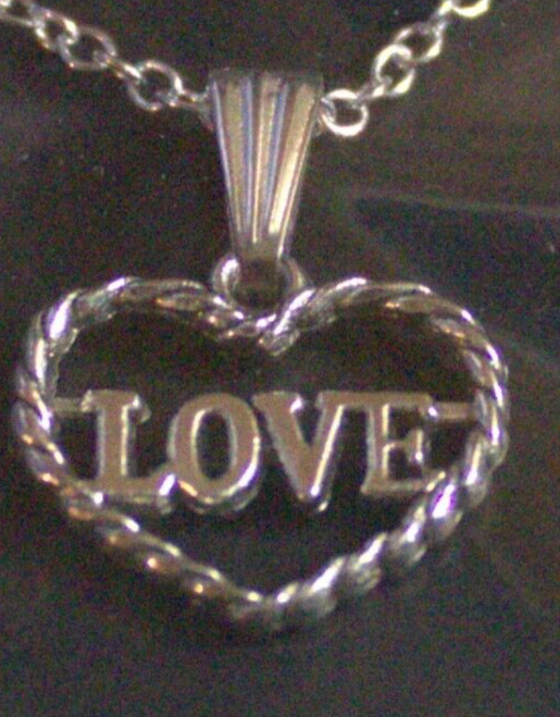 1 Silver Rolo Necklace Rope Cut Heart Love Very Nice For Any Occasion Gift