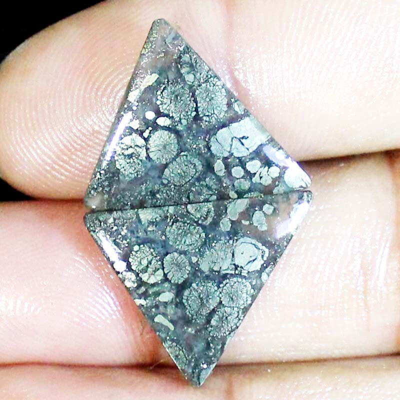 Untreated Indonesian MARCASITE Pair Fancy Cabochon Gemstone 20.50 CTS 20x21x3mm