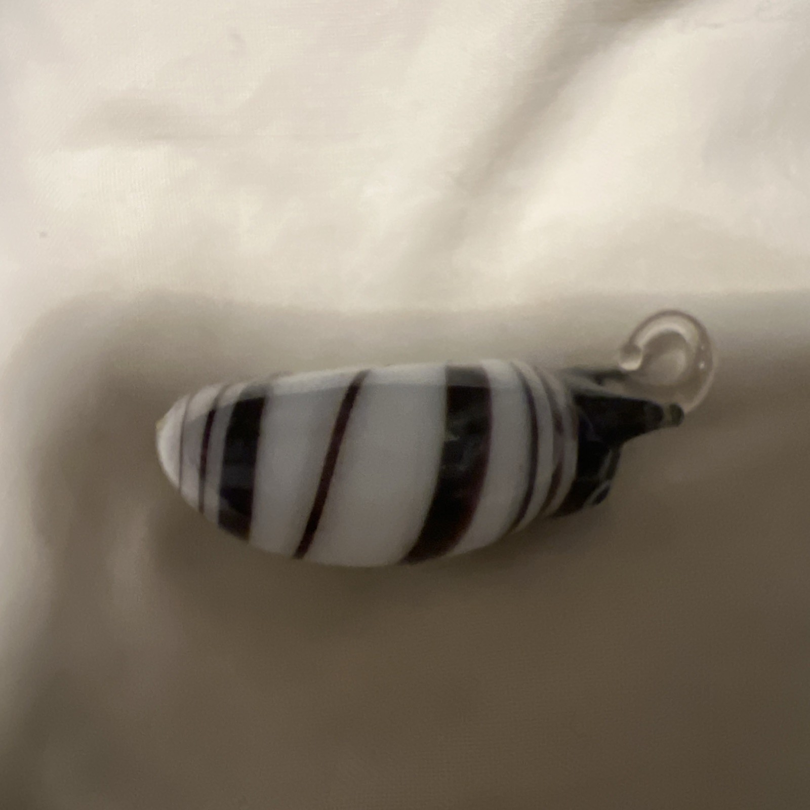 Art Glass Chunky Reversible Black And White And Brown Scarab Pendant 1.5”