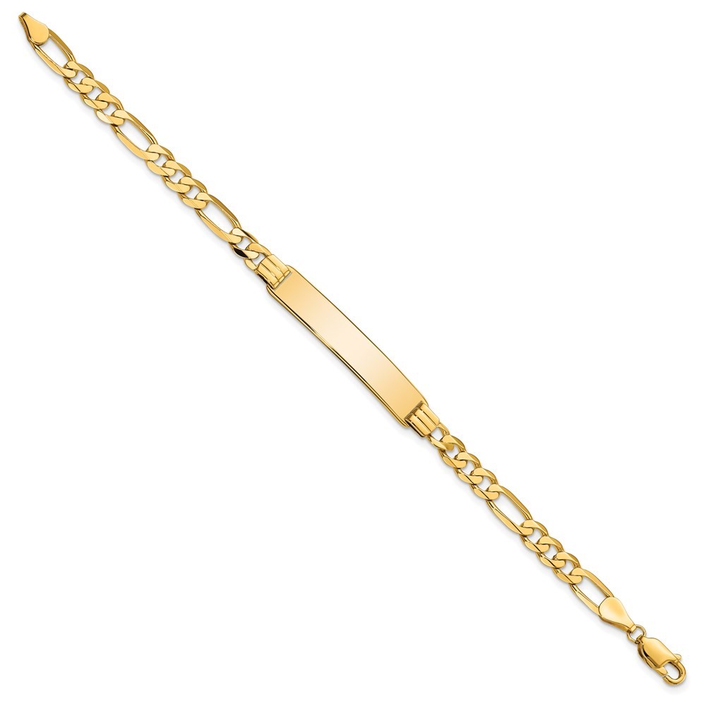 14k Yellow Gold Solid Chain/ Plate Flat Figaro Link 33.5x7mm Plate Bracelet 8″