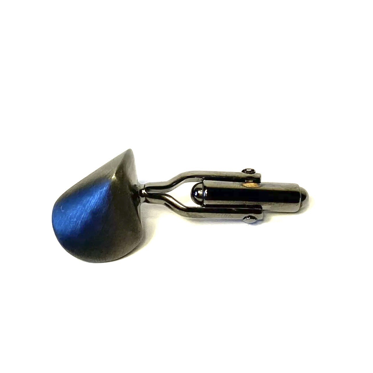 LANVIN PARIS Mens Ruthenium Plated Oval Teardrop Metal Cufflinks Gray $280