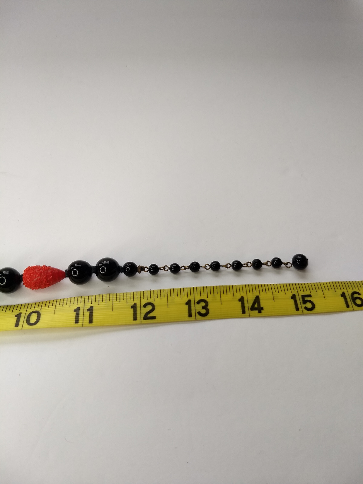 Black Yellow Red Glass Bead Necklace Art to Wear Statement Adjustable length