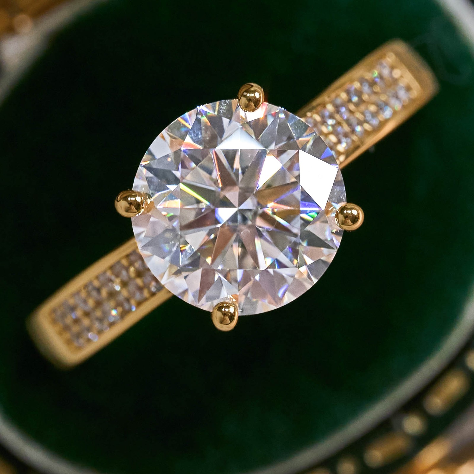 3 Carat Moissanite Engagement Ring 18K Gold Plated Size 6 7 8 9