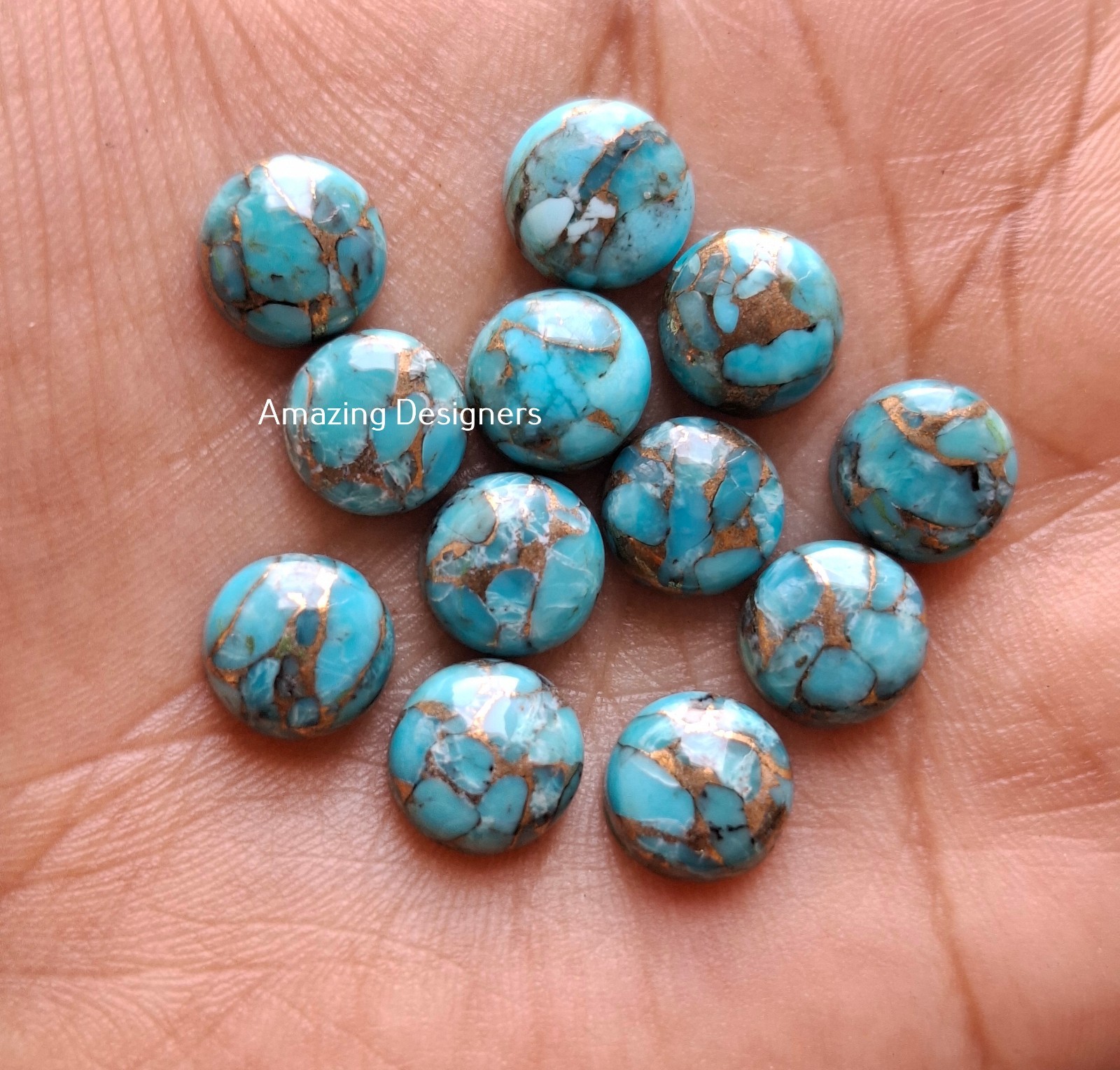 Natural Blue Copper Turquoise Round Cabochon 5mm to 20mm Loose Gemstone