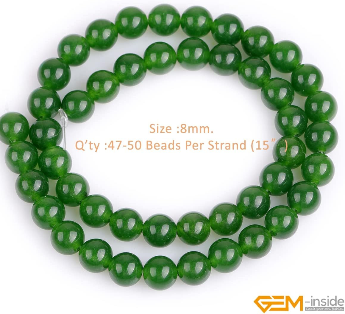 Gem-Inside Natural 8Mm Green Taiwan Jade Gemstone Loose Beads round Crystal Ener