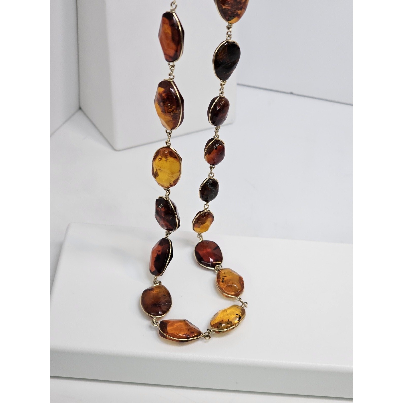 Vintage Handmade Delicate Large Amber Necklace [Variable Sizes] *Read Desc*