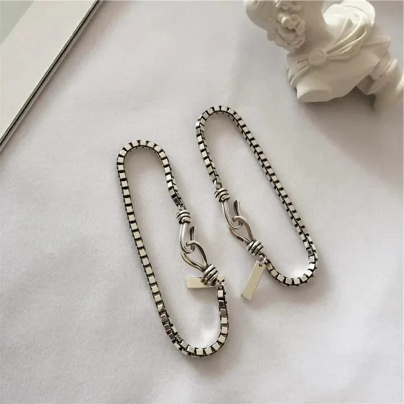Vintage Thick Box Chain Bracelets Women 925 Sterling Silver Jewelry Gift 7 in nw