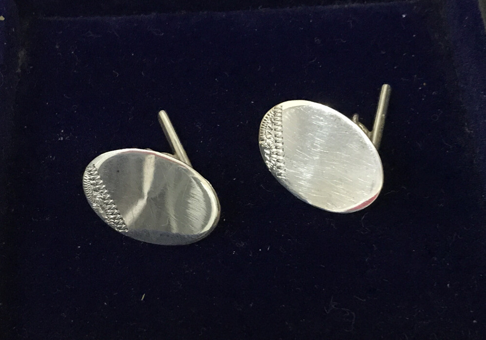 VINTAGE 925 SOLID STERLING SILVER PLAIN ENGRAVED CORNER CUFFLINKS ENGRAVABLE