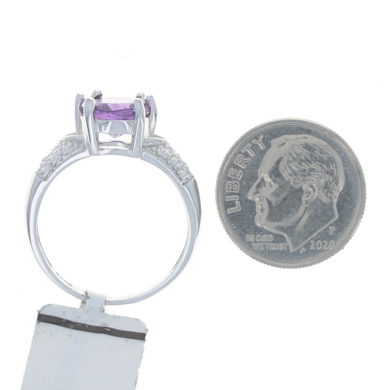 NEW Amethyst & Diamond Ring – Sterling Silver 925 Oval 2.29ctw Size 7